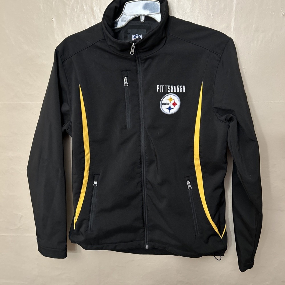 Mens Medium NFL Pittsburgh Steelers Jacket‎ Zip Up Water Resistance